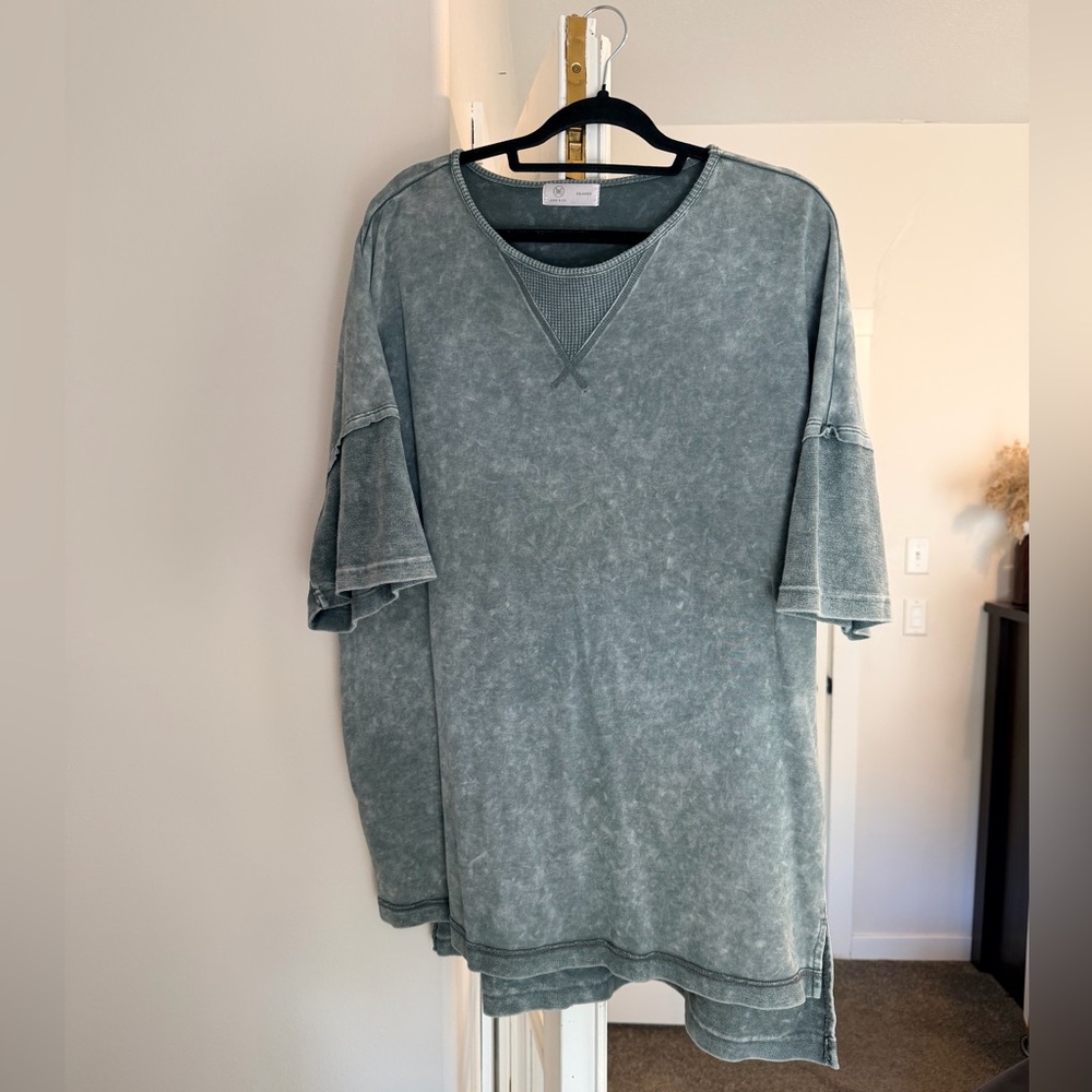 Washed Gray Short Sleeve Tunic
